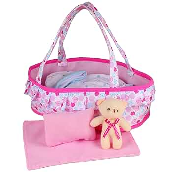 RoséMuse plush doll carrying pouch pink Baby's first doll toy gift, customized cute baby doll, pink